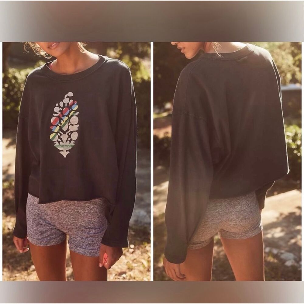 Free People Movement Inspire Layer Top Long Sleeve black logo XL NEW - Picture 5 of 5